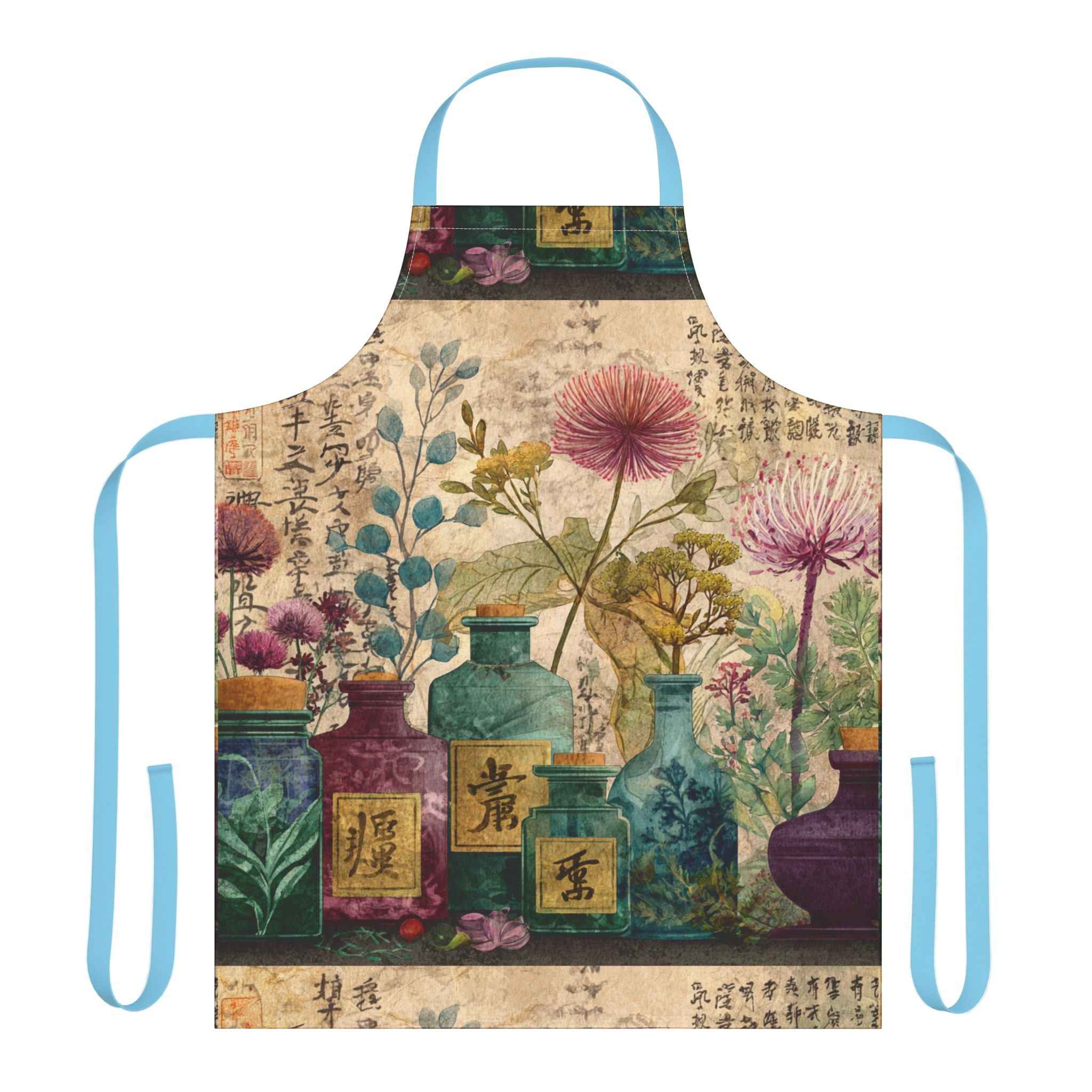 Japanese Botanical Art Apron, Colorful Kitchen Gift, Cooking Supplies, Gardening Apparel, Unique Hostess Present, Artisan Design